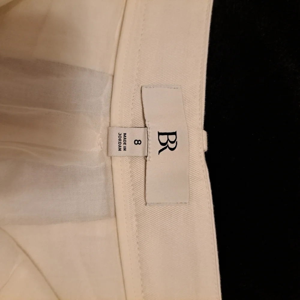 Banana Republic Cropped Pants Bone Sz 8 Cotton Linen Blend Lined EUC